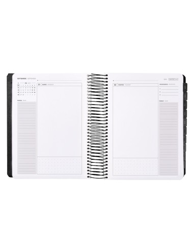 Agenda escolar antartik 25 26 espiral neon negro dia pagina a5 bilingue papel fsc 80 gr