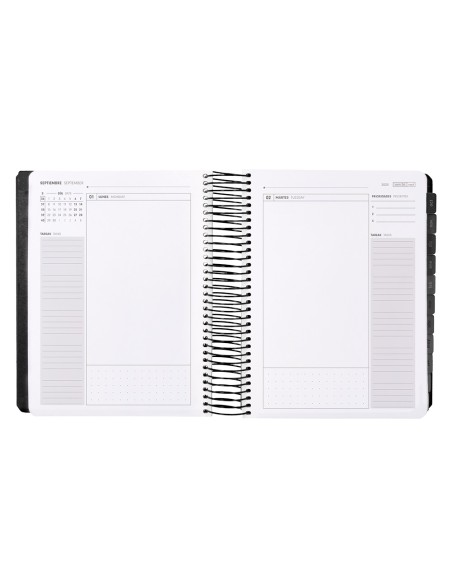 Agenda escolar antartik 25 26 espiral neon negro dia pagina a5 bilingue papel fsc 80 gr