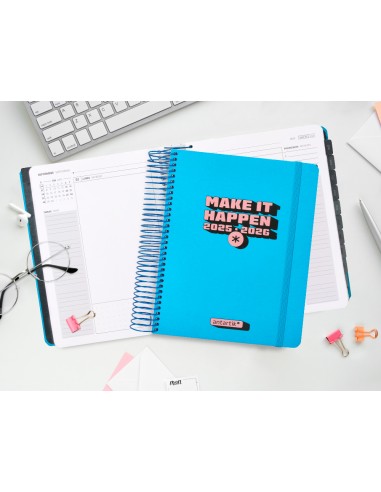 Agenda escolar antartik 25 26 espiral neon azul dia pagina a5 bilingue papel fsc 80 gr