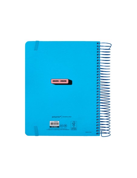 Agenda escolar antartik 25 26 espiral neon azul dia pagina a5 bilingue papel fsc 80 gr
