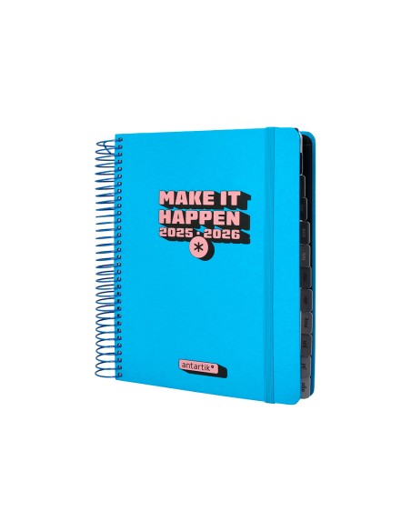 Agenda escolar antartik 25 26 espiral neon azul dia pagina a5 bilingue papel fsc 80 gr