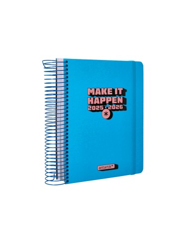 Agenda escolar antartik 25 26 espiral neon azul dia pagina a5 bilingue papel fsc 80 gr