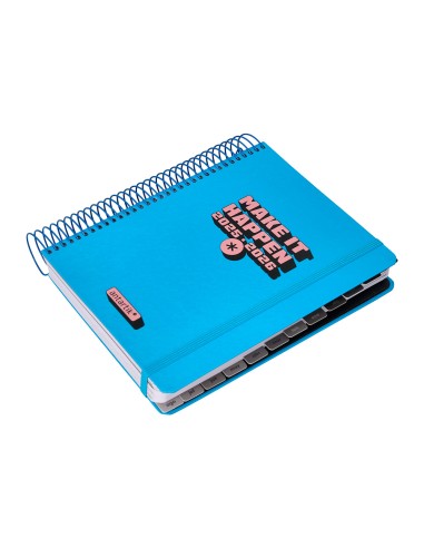 Agenda escolar antartik 25 26 espiral neon azul dia pagina a5 bilingue papel fsc 80 gr