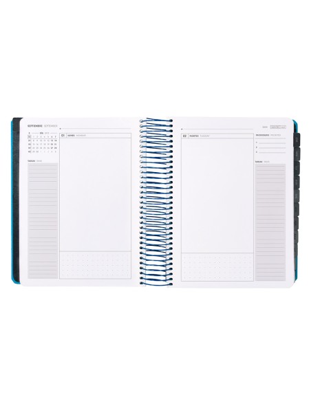 Agenda escolar antartik 25 26 espiral neon azul dia pagina a5 bilingue papel fsc 80 gr