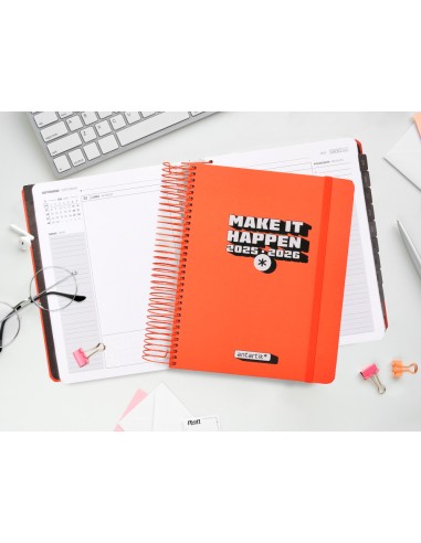 Agenda escolar antartik 25 26 espiral neon rosa dia pagina a5 bilingue papel fsc 80 gr