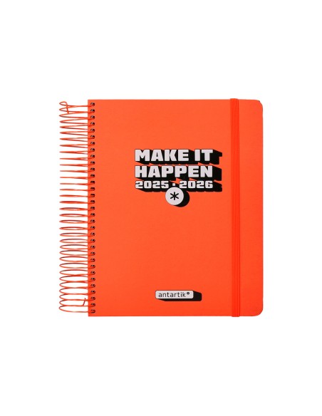 Agenda escolar antartik 25 26 espiral neon rosa dia pagina a5 bilingue papel fsc 80 gr