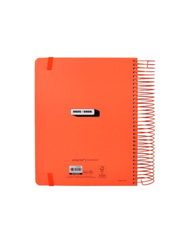 Agenda escolar antartik 25 26 espiral neon rosa dia pagina a5 bilingue papel fsc 80 gr