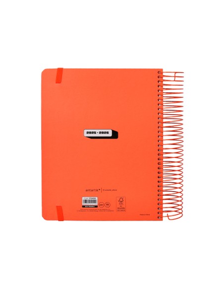 Agenda escolar antartik 25 26 espiral neon rosa dia pagina a5 bilingue papel fsc 80 gr