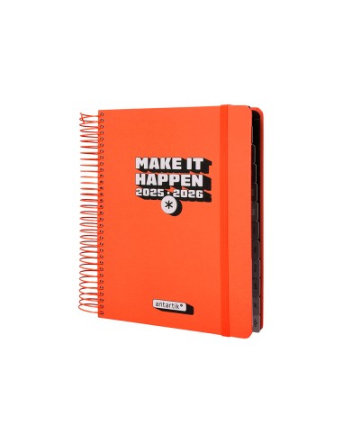 Agenda escolar antartik 25 26 espiral neon rosa dia pagina a5 bilingue papel fsc 80 gr