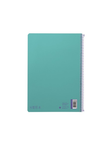 Cuaderno espiral liderpapel din a4 smart tapa blanda 80h 75gr cuadro 4mm con margen color turquesa