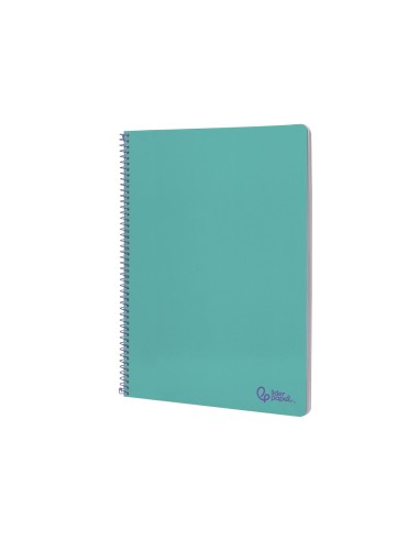 Cuaderno espiral liderpapel din a4 smart tapa blanda 80h 75gr cuadro 4mm con margen color turquesa