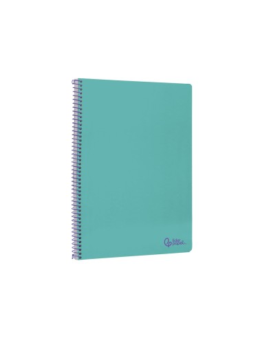 Cuaderno espiral liderpapel din a4 smart tapa blanda 80h 75gr cuadro 4mm con margen color turquesa