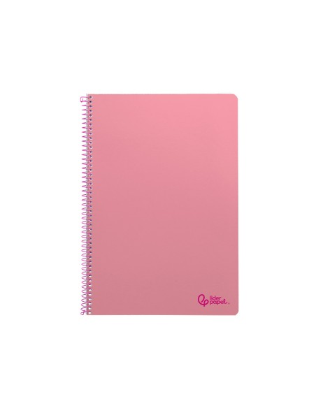 Cuaderno espiral liderpapel din a4 smart tapa blanda 80h 75gr cuadro 4mm con margen color rosa
