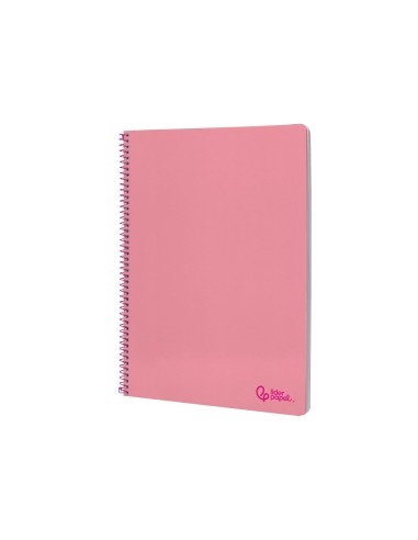 Cuaderno espiral liderpapel din a4 smart tapa blanda 80h 75gr cuadro 4mm con margen color rosa