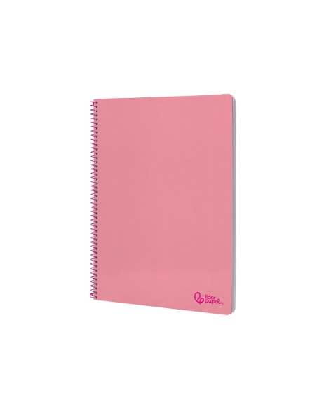 Cuaderno espiral liderpapel din a4 smart tapa blanda 80h 75gr cuadro 4mm con margen color rosa
