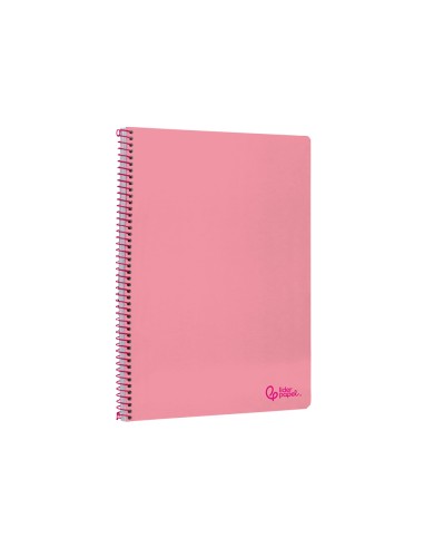Cuaderno espiral liderpapel din a4 smart tapa blanda 80h 75gr cuadro 4mm con margen color rosa