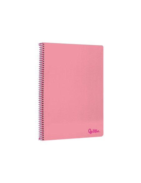 Cuaderno espiral liderpapel din a4 smart tapa blanda 80h 75gr cuadro 4mm con margen color rosa