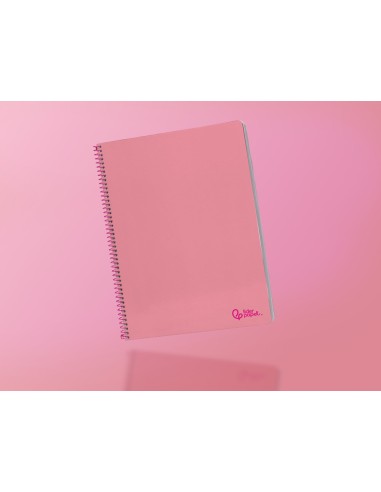 Cuaderno espiral liderpapel din a4 smart tapa blanda 80h 75gr cuadro 4mm con margen color rosa
