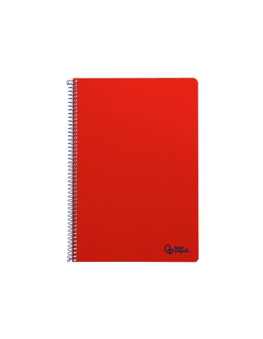 Cuaderno espiral liderpapel din a4 smart tapa blanda 80h 75gr cuadro 4mm con margen color rojo