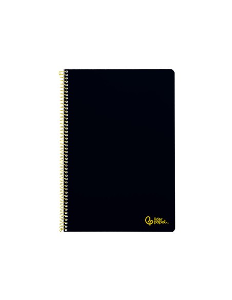 Cuaderno espiral liderpapel din a4 smart tapa blanda 80h 75gr cuadro 4mm con margen color negro