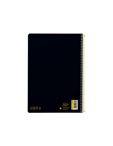 Cuaderno espiral liderpapel din a4 smart tapa blanda 80h 75gr cuadro 4mm con margen color negro