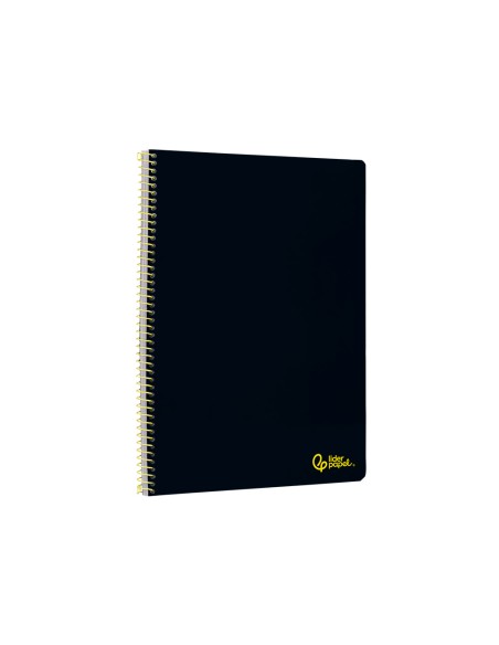 Cuaderno espiral liderpapel din a4 smart tapa blanda 80h 75gr cuadro 4mm con margen color negro