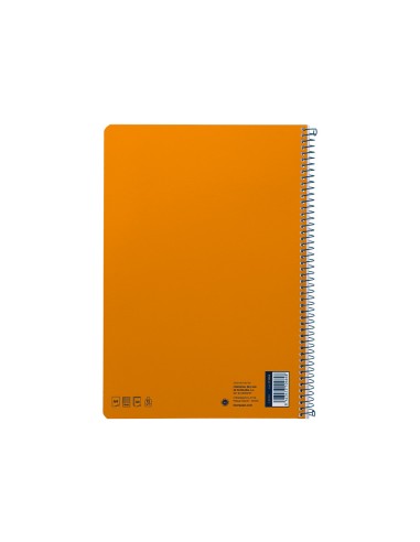 Cuaderno espiral liderpapel din a4 smart tapa blanda 80h 75gr cuadro 4mm con margen color naranja