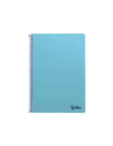 Cuaderno espiral liderpapel din a4 smart tapa blanda 80h 75gr cuadro 4mm con margen color celeste