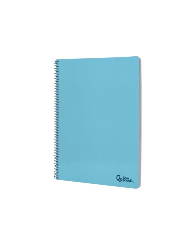 Cuaderno espiral liderpapel din a4 smart tapa blanda 80h 75gr cuadro 4mm con margen color celeste