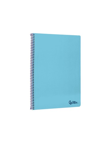 Cuaderno espiral liderpapel din a4 smart tapa blanda 80h 75gr cuadro 4mm con margen color celeste