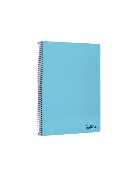 Cuaderno espiral liderpapel din a4 smart tapa blanda 80h 75gr cuadro 4mm con margen color celeste