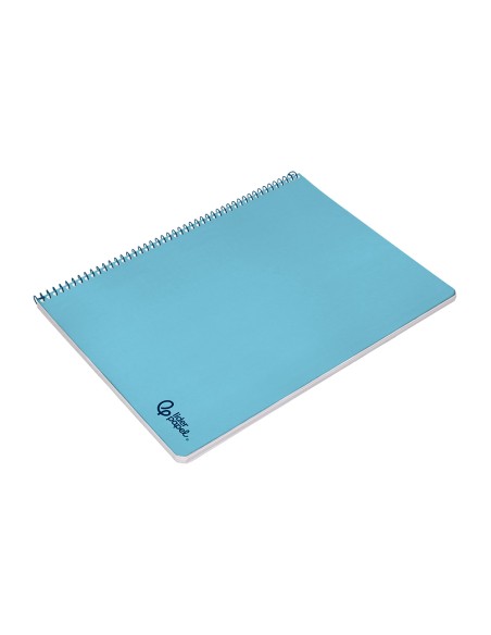 Cuaderno espiral liderpapel din a4 smart tapa blanda 80h 75gr cuadro 4mm con margen color celeste