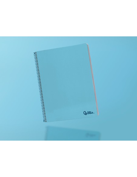 Cuaderno espiral liderpapel din a4 smart tapa blanda 80h 75gr cuadro 4mm con margen color celeste
