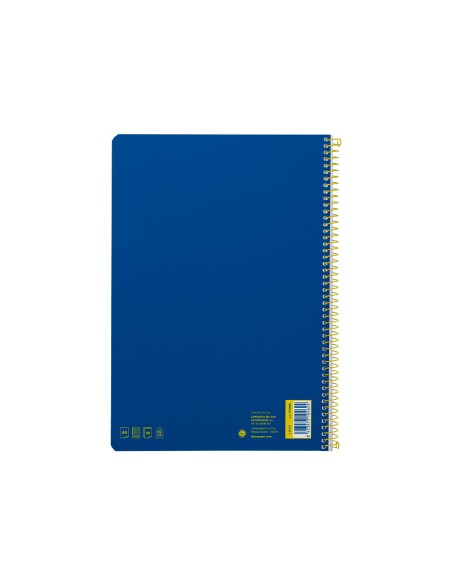 Cuaderno espiral liderpapel din a4 smart tapa blanda 80h 75gr cuadro 4mm con margen color azul oscuro