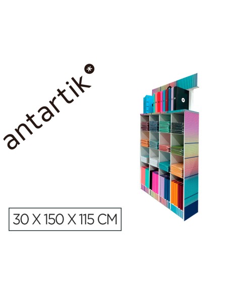 Cuaderno y carpeta antartik expositor de suelo carton con 169 unidades 30x150x115 cm