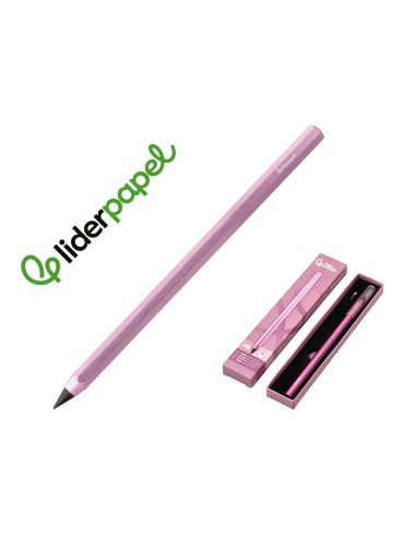 Lapiz de grafito infinito liderpapel aluminio hexagonal rosa ultra resistente 1 punta de recambio