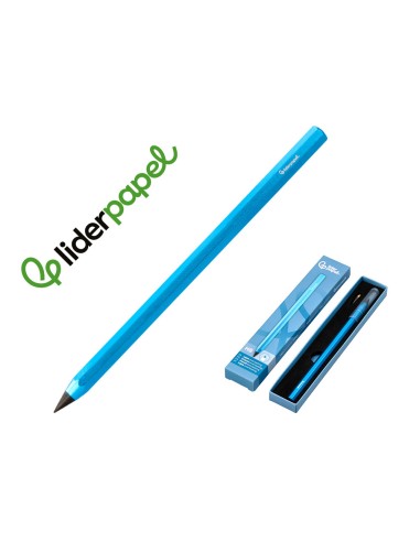 Lapiz de grafito infinito liderpapel aluminio hexagonal azul ultra resistente 1 punta de recambio