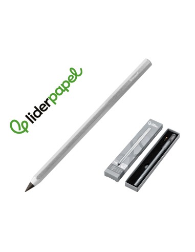 Lapiz de grafito infinito liderpapel aluminio hexagonal plateado ultra resistente 1 punta de recambio