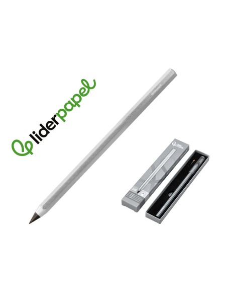 Lapiz de grafito infinito liderpapel aluminio hexagonal plateado ultra resistente 1 punta de recambio