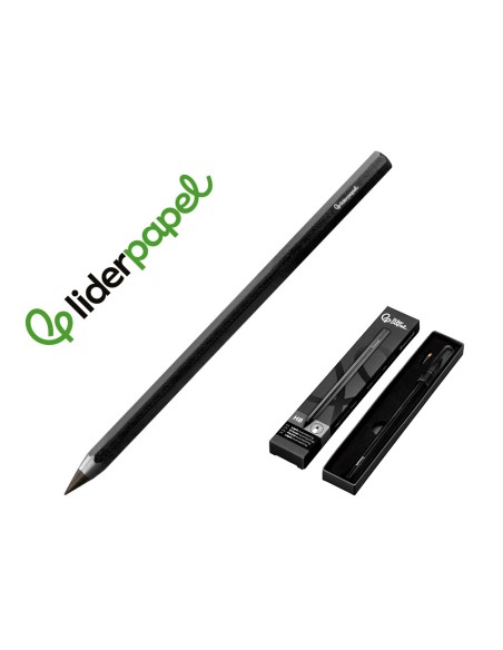 Lapiz de grafito infinito liderpapel aluminio hexagonal negro ultra resistente 1 punta de recambio