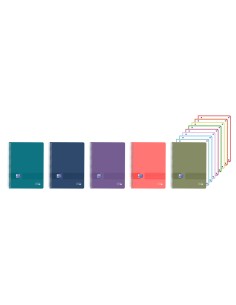 Cuaderno espiral oxford europeanbook 8 livego tapa plastico din a4 160 hojas cuadro 5 mm colores surtidos
