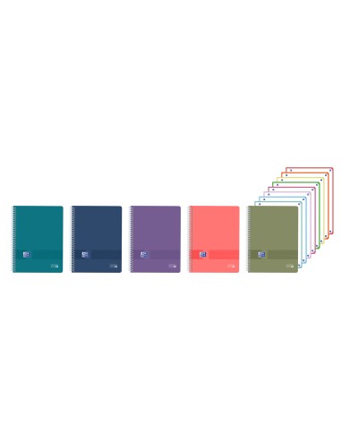 Cuaderno espiral oxford europeanbook 8 livego tapa plastico din a4 160 hojas cuadro 5 mm colores surtidos