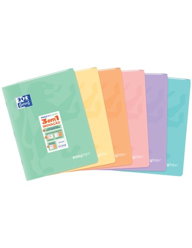 Libreta escolar oxford easybook tapa plastico din a4 48 hojas horizontal colores pastel surtidos