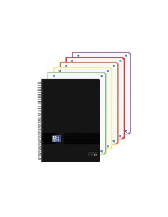 Cuaderno espiral oxford europeanbook 5 tapa plastico din a4 120 hojas cuadro 5 mm color negro