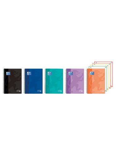Cuaderno espiral oxford europeanbook 4 classic tapa plastico din a5 120 hojas cuadro 5 mm colores vivos
