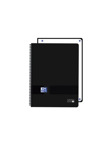 Cuaderno espiral oxford europeanbook 1 livego tapa plastico din a4 80 hojas cuadro 5 mm color negro