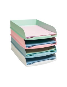 Bandeja sobremesa exacompta autentik combo styli plastico reciclado set de 4 unidades colores surtidos