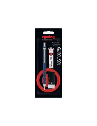Set portaminas rotring tikky 05 mm color azul 12 minas hb goma de borrar b20