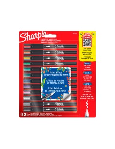 Rotulador sharpie acrilico punta pincel blister de 12 unidades colores surtidos