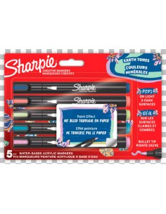 Rotulador sharpie acrilico earth tones blister de 5 unidades colores surtidos